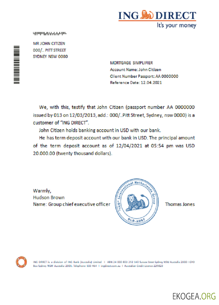 Australie , ING direct , reference